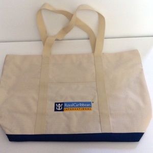 NEW  Beautiful White Canvas Royal Caribbean top Zipper Tote Bag